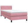 Sommier à lattes de lit avec matelas rose 100x220 cm velours 