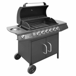 Barbecue à gaz 6 + 1 zone de cuisson Noir 