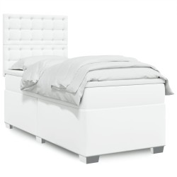 Sommier à lattes de lit avec matelas Blanc 90x200 cm Similicuir 