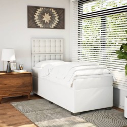 Sommier à lattes de lit avec matelas Blanc 90x200 cm Similicuir 