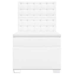 Sommier à lattes de lit avec matelas Blanc 90x200 cm Similicuir 