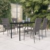 Ensemble à manger de jardin 5 pcs Gris et noir 