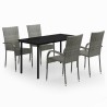 Ensemble à manger de jardin 5 pcs Gris et noir 