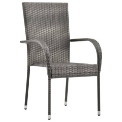 Ensemble à manger de jardin 5 pcs Gris et noir 