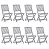 Chaises pliables d'extérieur lot de 8 et coussins Bois d'acacia 