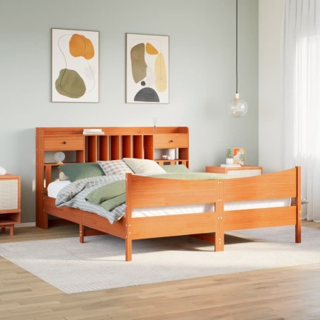 Cadre de lit sans matelas cire marron 180x200cm bois pin massif 