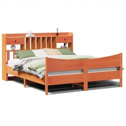 Cadre de lit sans matelas cire marron 180x200cm bois pin massif 