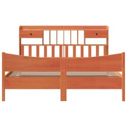 Cadre de lit sans matelas cire marron 180x200cm bois pin massif 