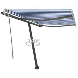 Auvent manuel rétractable sur pied 300x250 cm Bleu/Blanc 