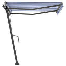 Auvent manuel rétractable sur pied 300x250 cm Bleu/Blanc 