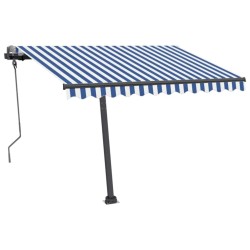Auvent manuel rétractable sur pied 300x250 cm Bleu/Blanc 