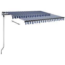 Auvent manuel rétractable sur pied 300x250 cm Bleu/Blanc 