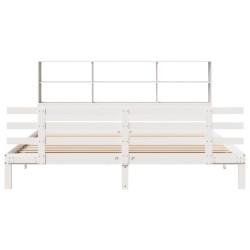 Lit bibliothèque sans matelas blanc 180x200 cm bois pin massif 