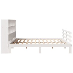 Lit bibliothèque sans matelas blanc 180x200 cm bois pin massif 