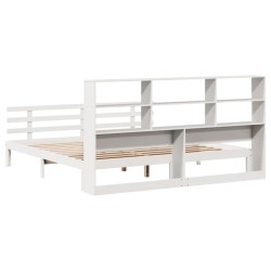 Lit bibliothèque sans matelas blanc 180x200 cm bois pin massif 