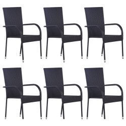 Ensemble à manger de jardin 7 pcs Résine tressée Noir 