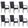 Ensemble à manger de jardin 7 pcs Résine tressée Noir 