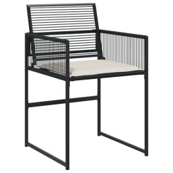 Ensemble à manger de jardin 9pcs coussins noir résine tressée 