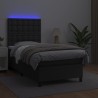 Sommier à lattes de lit avec matelas et LED Noir 90x190 cm 