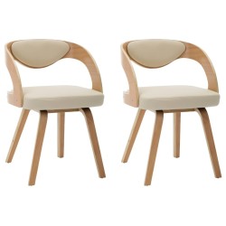 Chaises à manger lot de 2 crème bois courbé et similicuir 