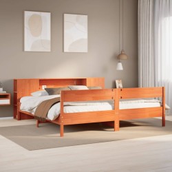 Lit bibliothèque sans matelas cire marron 180x200 cm pin massif 
