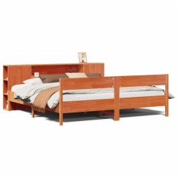 Lit bibliothèque sans matelas cire marron 180x200 cm pin massif 