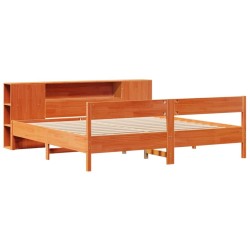 Lit bibliothèque sans matelas cire marron 180x200 cm pin massif 