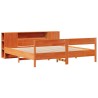 Lit bibliothèque sans matelas cire marron 180x200 cm pin massif 