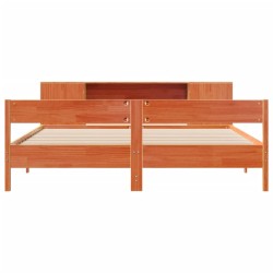 Lit bibliothèque sans matelas cire marron 180x200 cm pin massif 