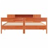 Lit bibliothèque sans matelas cire marron 180x200 cm pin massif 