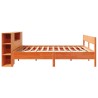 Lit bibliothèque sans matelas cire marron 180x200 cm pin massif 