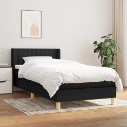Sommier à lattes de lit avec matelas Noir 100x200 cm Tissu 
