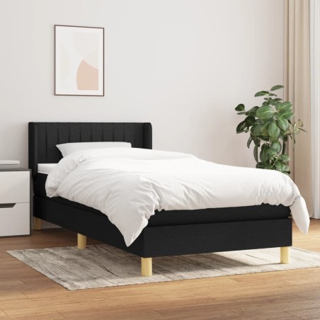 Sommier à lattes de lit avec matelas Noir 100x200 cm Tissu 