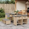 Ensemble à manger de jardin et coussins 9 pcs mélange beige 