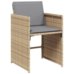 Ensemble à manger de jardin et coussins 9 pcs mélange beige 