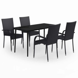 Ensemble à manger de jardin 5 pcs Noir 