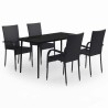 Ensemble à manger de jardin 5 pcs Noir 