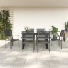 Ensemble à manger de jardin 7 pcs noir textilène et acier 