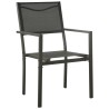 Ensemble à manger de jardin 7 pcs noir textilène et acier 