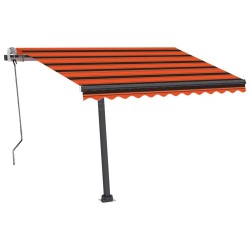 Auvent manuel rétractable avec LED 350x250 cm Orange et marron 