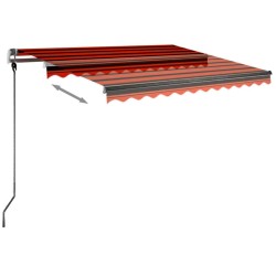 Auvent manuel rétractable avec LED 350x250 cm Orange et marron 