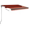 Auvent manuel rétractable avec LED 350x250 cm Orange et marron 