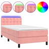 Sommier à lattes de lit avec matelas et LED Rose 90x190 cm 