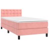 Sommier à lattes de lit avec matelas et LED Rose 90x190 cm 
