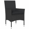 Ensemble à manger de jardin et coussins 5 pcs noir rotin verre 