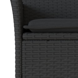 Ensemble à manger de jardin et coussins 5 pcs noir rotin verre 