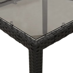 Ensemble à manger de jardin et coussins 5 pcs noir rotin verre 