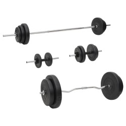 Ensemble d'haltères et de barres avec plaques 90 kg 