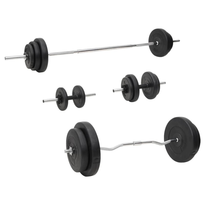 Ensemble d'haltères et de barres avec plaques 90 kg 