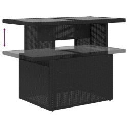 Salon de jardin 7 pcs avec coussins noir résine tressée 
